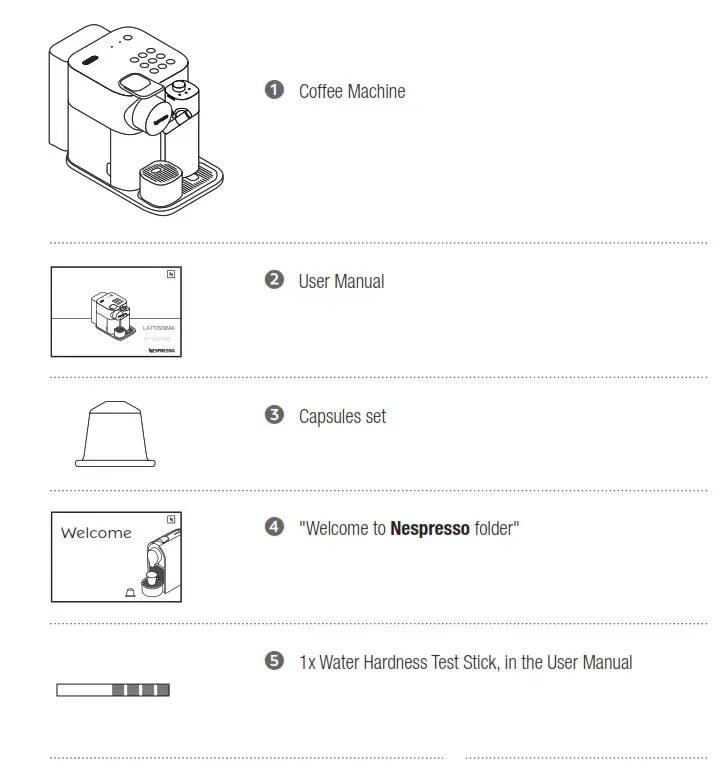 Machine à café DeLonghi Nespresso Lattissima - Contenu de l'emballage