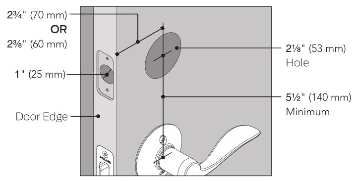 Serrure à pêne dormant sans clé Schlage Touch - Vérifier les dimensions de la porte