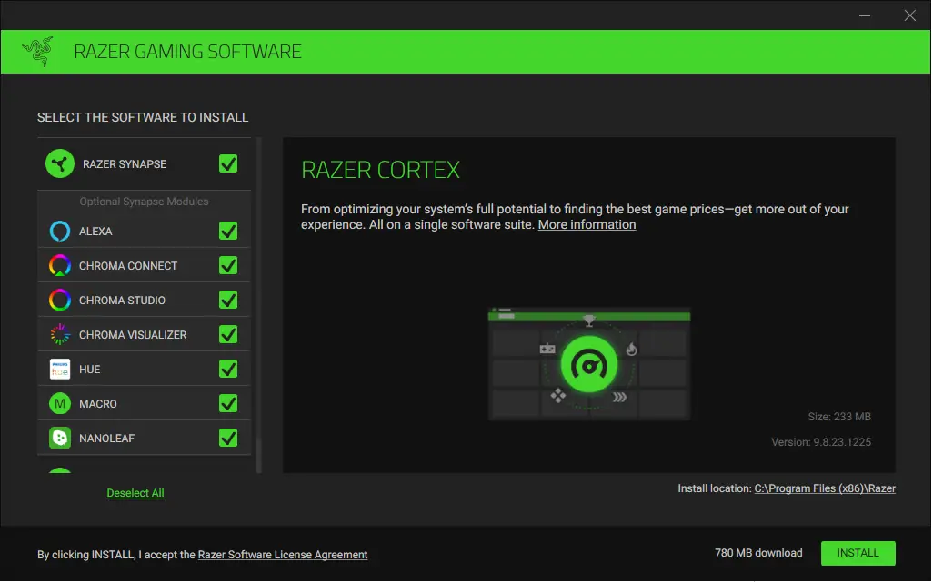 réinstallation de Razer Synapse