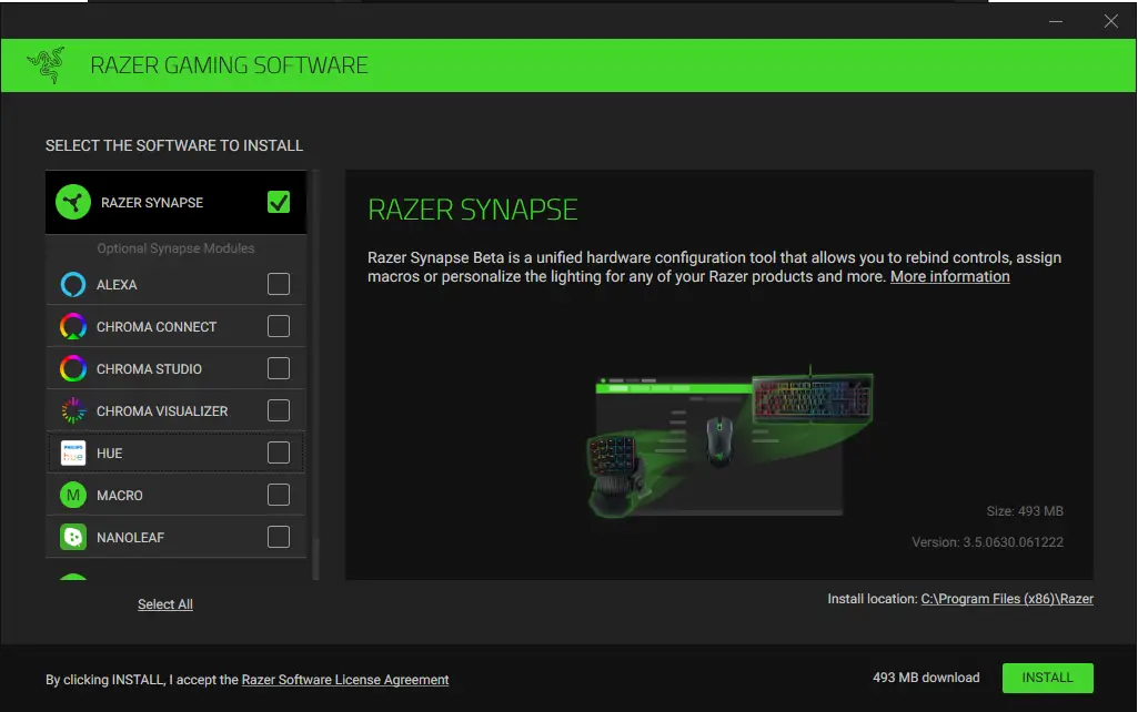 réinstallation de Razer Synapse