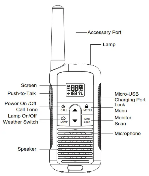 onn 100068731 16 Mile 22 Channel Walkie Talkie