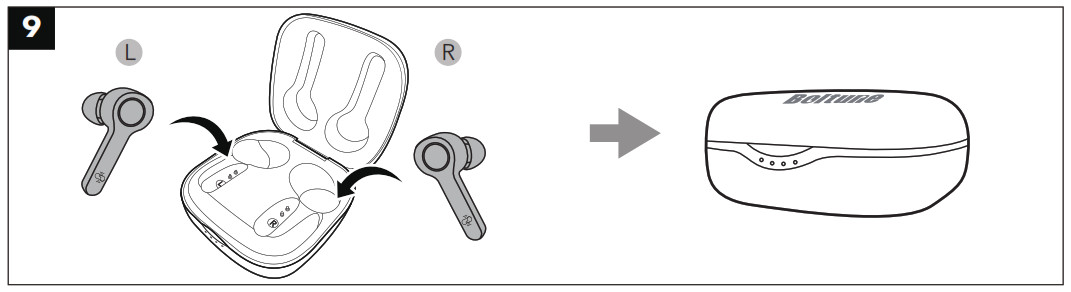 Écouteurs stéréo sans fil Boltune BT-BH020 - Mise hors tension