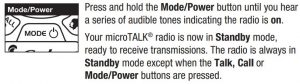 FIG 8 Mise en marche de la radio microTALK