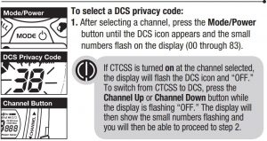 FIG 18 Définir les codes de confidentialité DCS