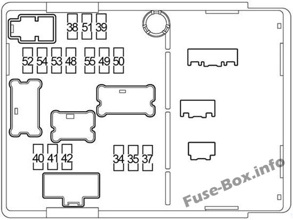 Schéma de la boîte à fusibles sous le capot : Nissan Versa Note / Note (2013-2018)