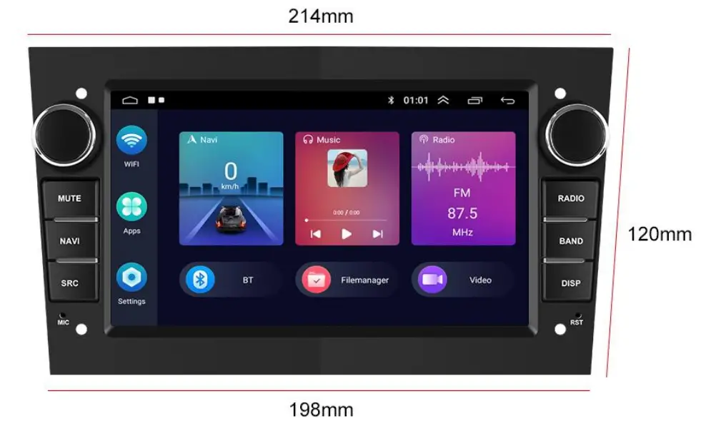 CAMECHO SHA16 Car Play Android Auto - Dimension du produit