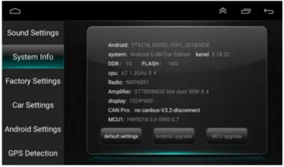 CAMECHO SHA16 Car Play Android Auto - syatem info