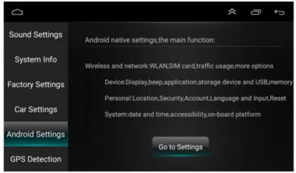 CAMECHO SHA16 Car Play Android Auto - Paramètres Android