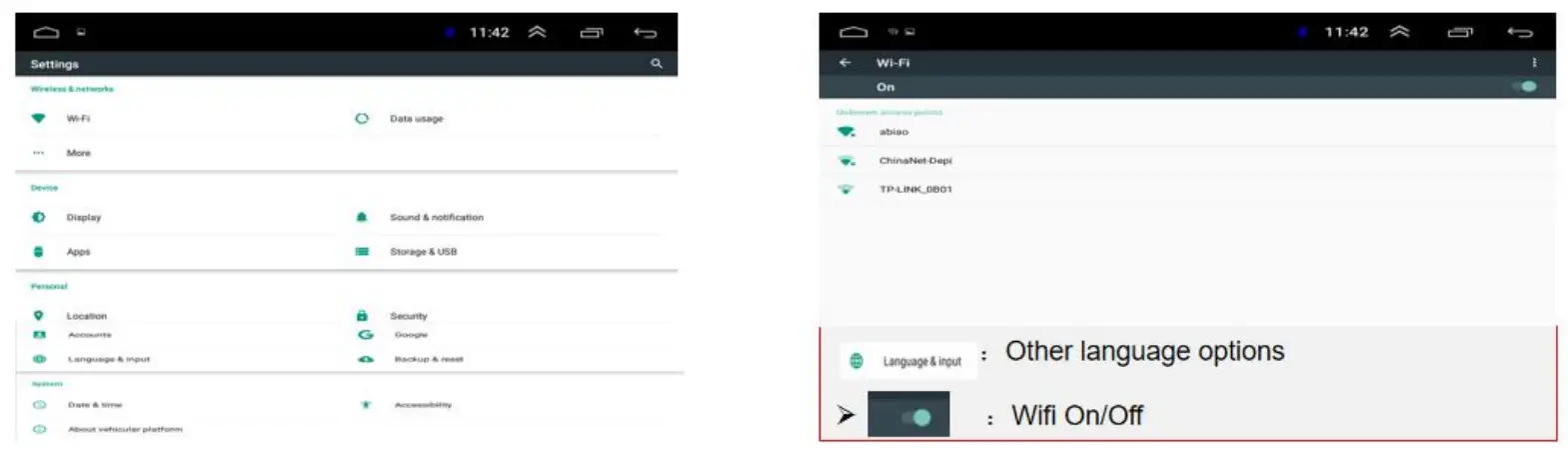 CAMECHO SHA16 Car Play Android Auto - Paramètres Android 1.