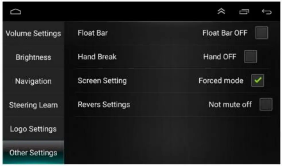 CAMECHO SHA16 Car Play Android Auto - Autres paramètres