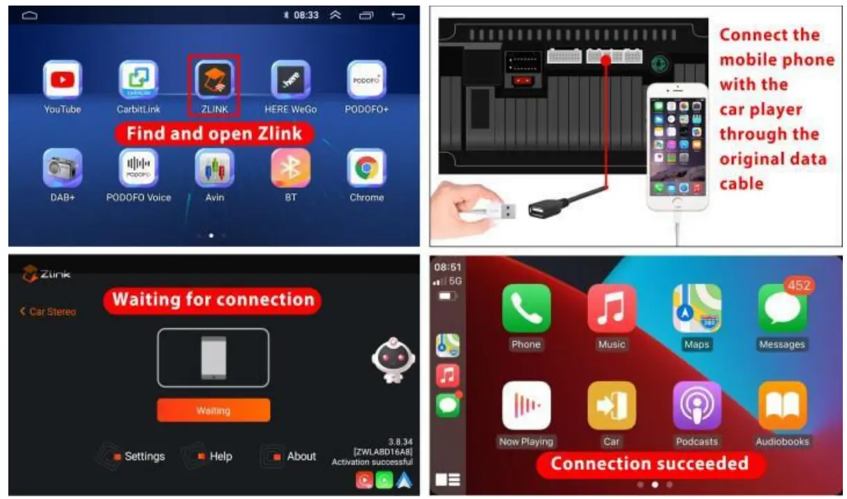 CAMECHO SHA16 Car Play Android Auto - I phpne connect