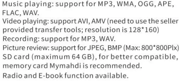 MYMAHDI M230BT Lecteur MP3 numérique fig 2