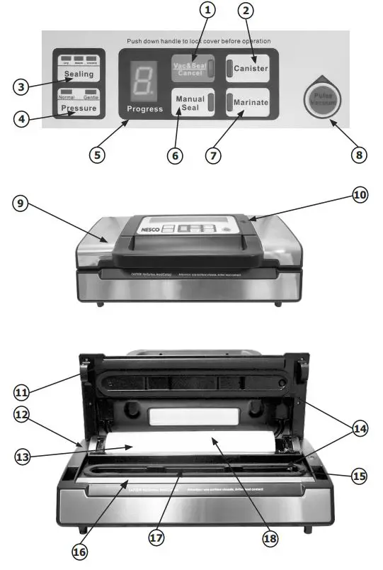 NESCO Deluxe Vacuum Sealer VS-12 User Guide - Parts