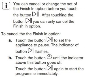 FIG 24 Démarrer un programme avec l'option Finish In