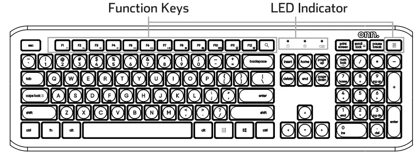 onn 100012579 Wireless Silent Keyboard - clavier