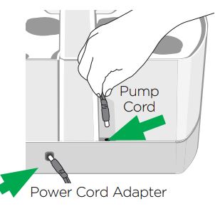 AeroGarden Harvest User Guide - Le cordon de la pompe est branché