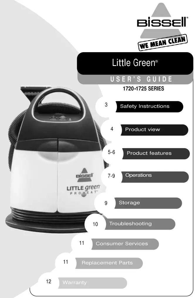 Bissell 1720-1725 Series Little Green Guide de l’utilisateur