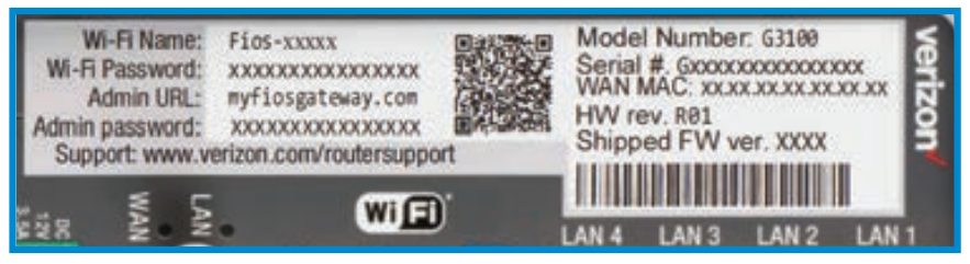 Verizon Fios Router Installation Router label