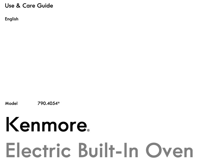 Kenmore Electric Built-In Oven User Guide