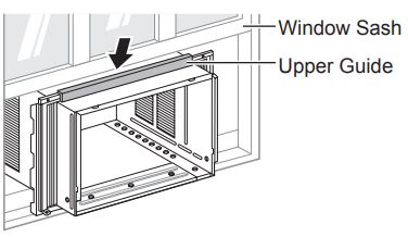 LG Air Conditioner Owner's Manual - Tirez le châssis inférieur de la fenêtre vers le bas derrière le guide supérieur jusqu'à ce qu'ils se rencontrent.