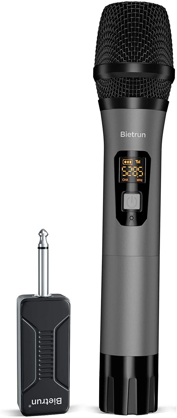 Bietrun-Microphone sans fil-UHF-Metal-Dynamic-Handheld-Karaoke-Mic-with-Rechargeable-Receiver (en anglais)