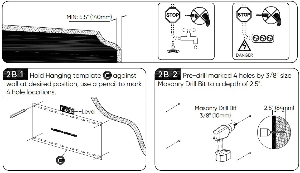 onn 100027961 50-Inch Full Motion TV Wall Mount User Guide - Installation sur béton, pierre ou maçonnerie